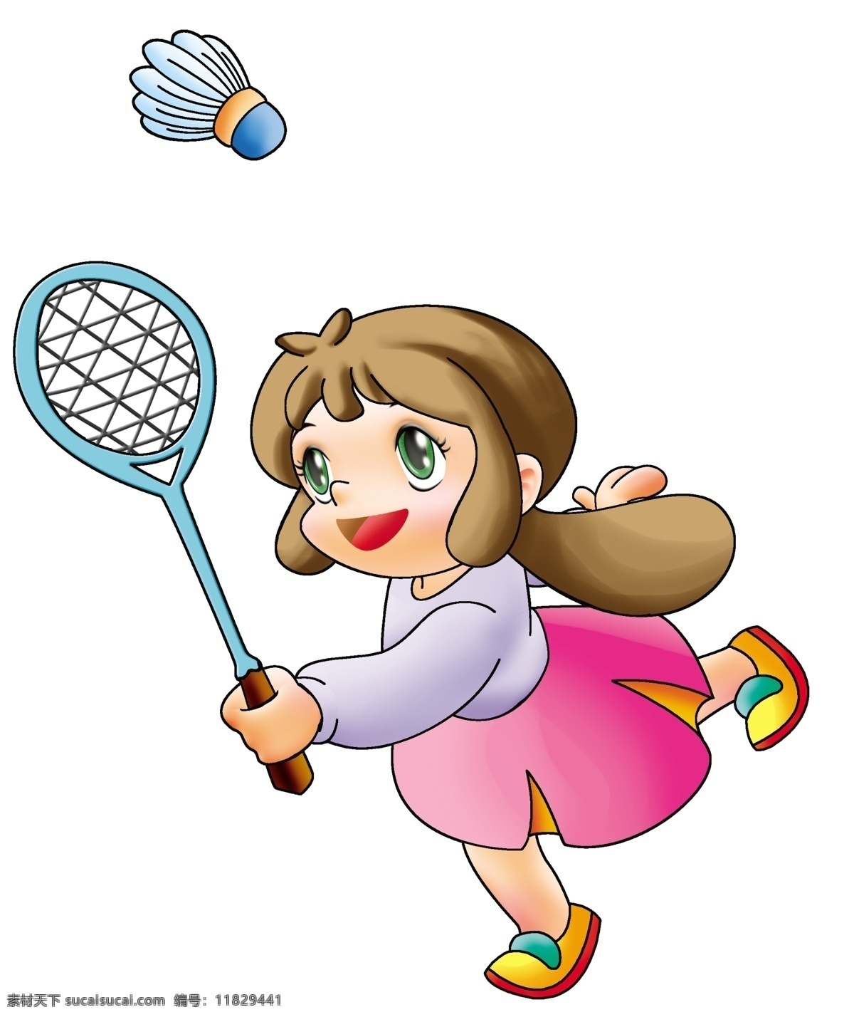 打羽毛球 球拍 女孩 可爱 运动 儿童 低幼 文化艺术 传统文化