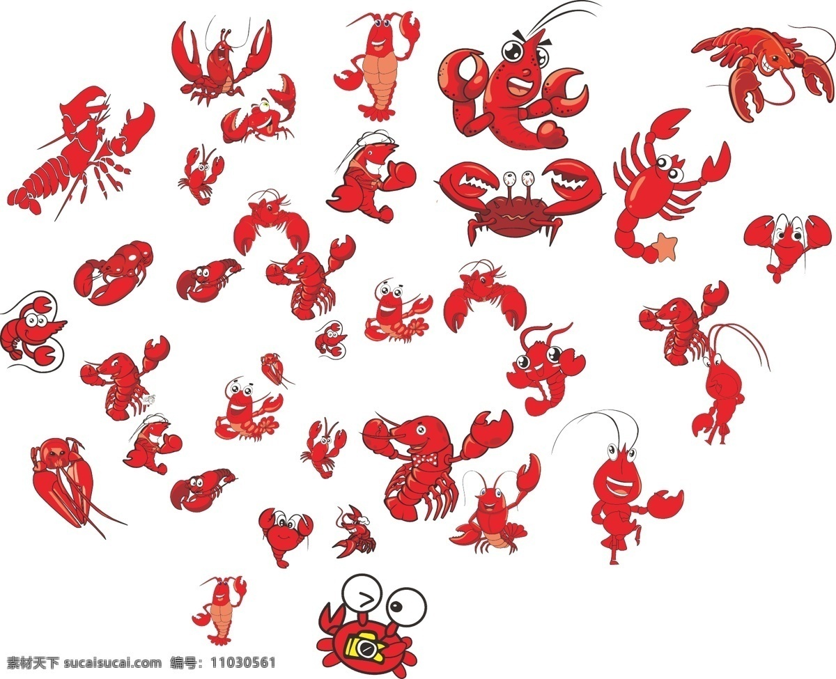 卡通龙虾 龙虾 虾 卡通 卡通虾 红螃蟹 海鲜 海鲜卡通 螃蟹 蟹 虾子卡通 蟹卡通 动漫动画