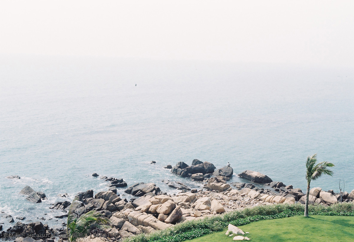 独 钓 草坪 钓鱼 海 海滩 礁石 椰树 自然风景 独钓 自然景观 psd源文件