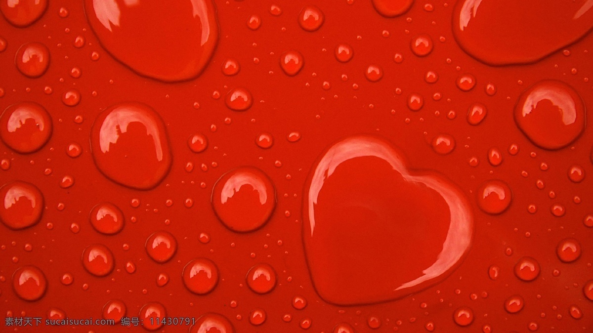 红色 心 背景 立体 水滴 质感 背景图片
