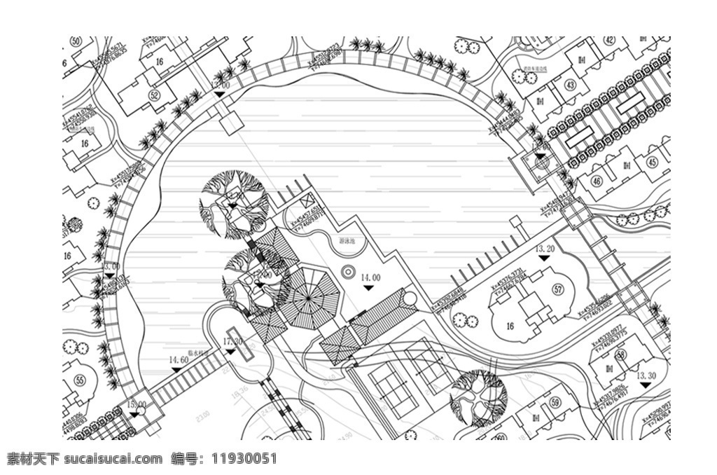 cad 小区 景观 规划 方案 cad平面图 景观规划 园林规划 园林图 施工 人工湖规划