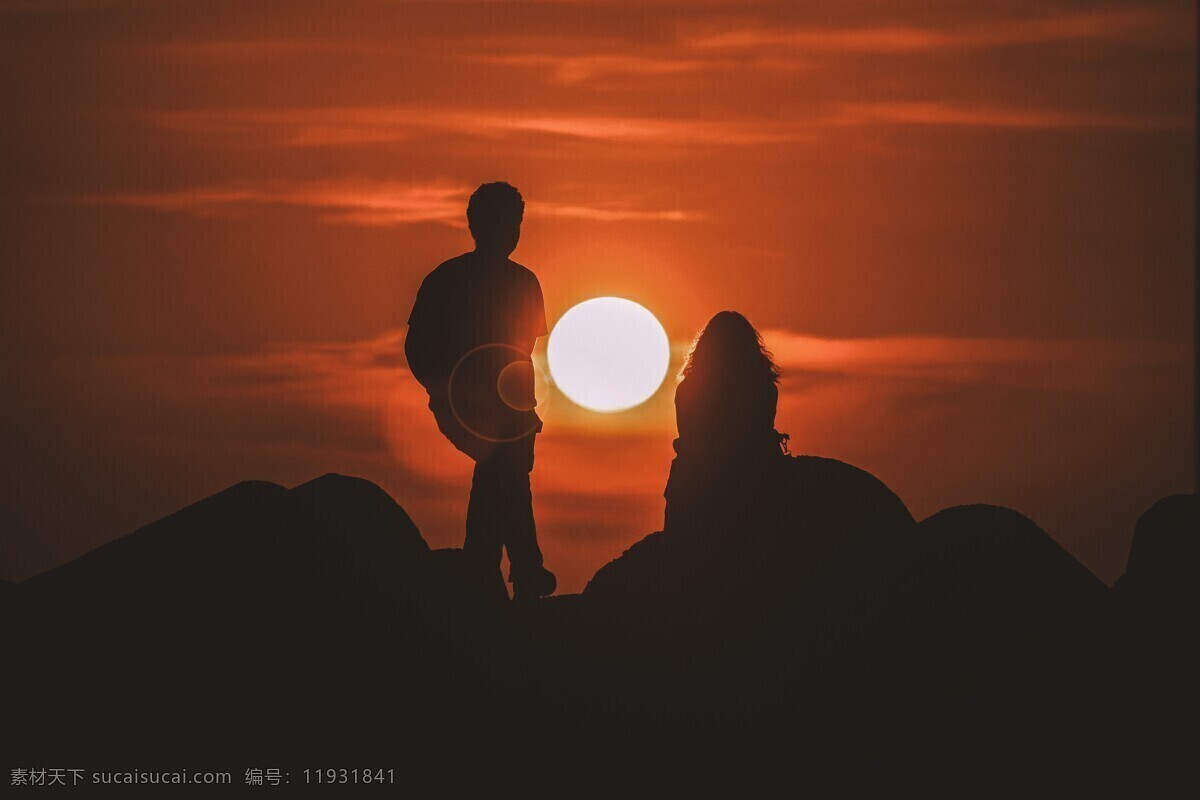 夕阳 情侣 远眺 日出 日落 浪漫 夫妻 登山 高质量图片 旅游摄影 国外旅游