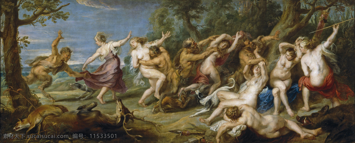 rubens 宫廷 paul 德国 画家 彼得保罗 鲁本斯 peter satyrs by surprised nymphs her and diana