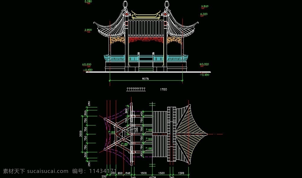 古建筑六角亭 cad 图纸 平面图 装修 装饰 施工图 室内设计 古建筑 廊架 景观 长廊 花架 棚架 凉亭 重檐 古堡 仿古 古典 古庙 八角亭 古塔 水榭 牌楼 建筑设计 环境设计 源文件 dwg