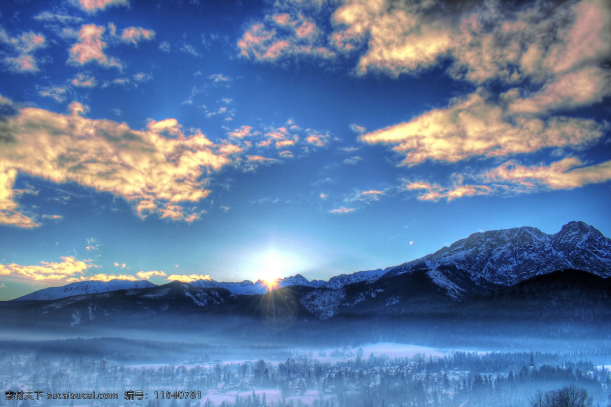 冬季早晨背景 雪山 红日 冬季 冬天 冬季背景