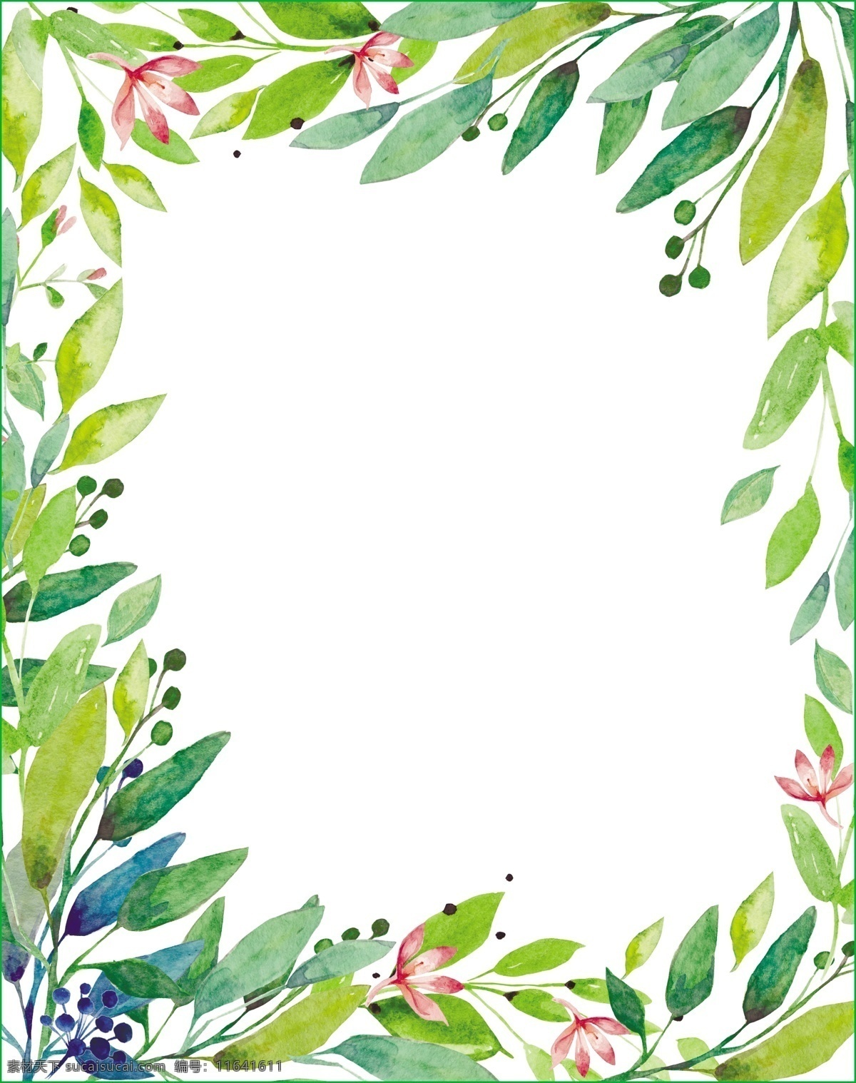 绿色 手绘 叶子 花朵 卡通 矢量 矢量素材 设计素材 平面素材