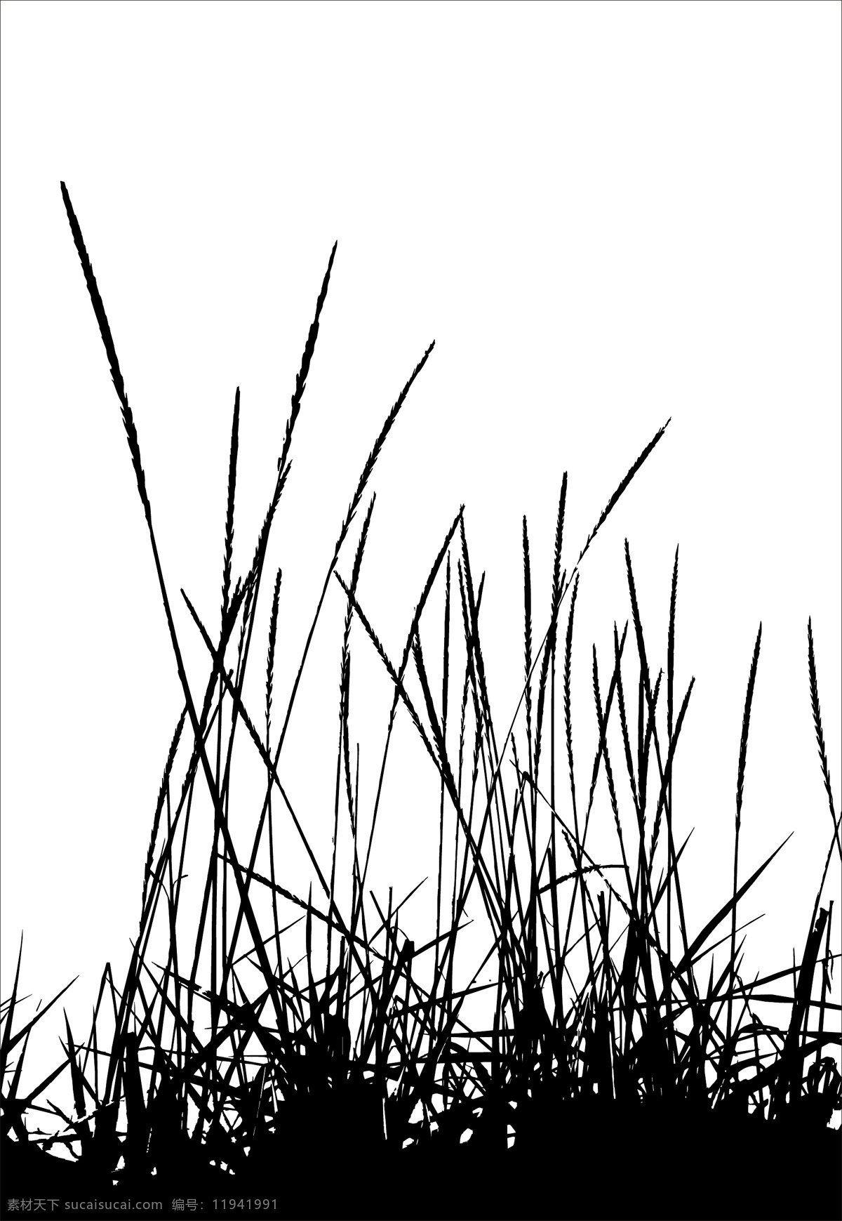 草丛 剪影 插画 模板 设计稿 素材元素 源文件 植物 矢量图