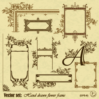 老式 花架 边界 向量 框 复古 花 矢量图 其他矢量图