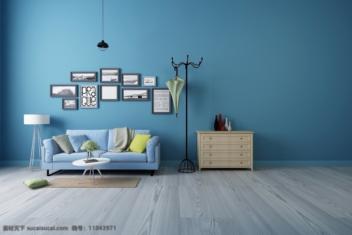 现代 客厅 沙发 纯色 背景 墙 蓝色 现代客厅 背景墙 北欧风格 装饰图片 室内设计 清新装饰图 室内广告设计