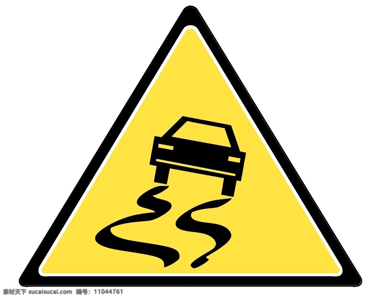 易 滑 交通标志 插画 易滑 交通图标 警示 黄色的标志 路面易滑 警示标志 安全警示标