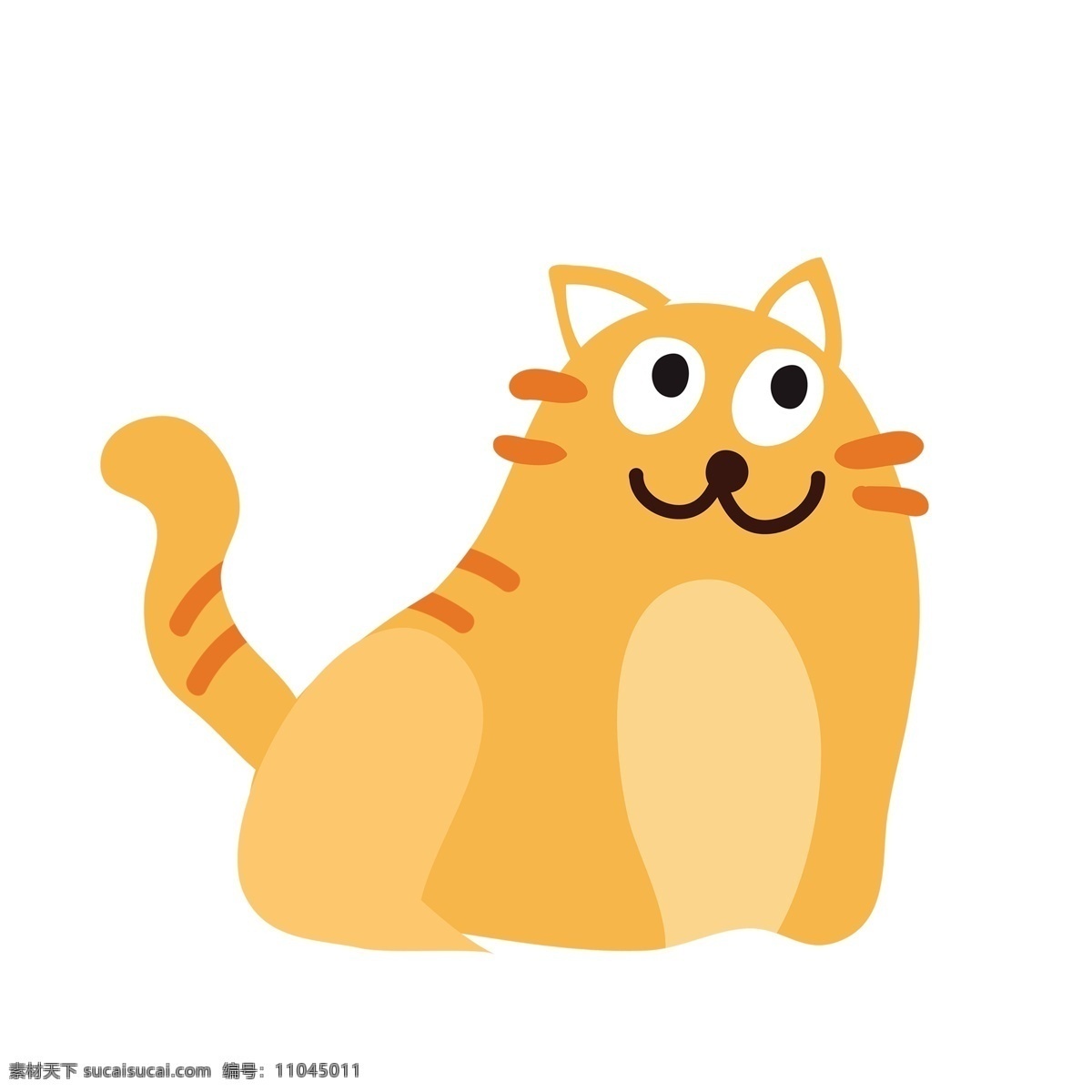 卡通 简约 小 肥 猫 可爱 动物 插画 萌宠 宠物 肥猫 橘猫 猫咪