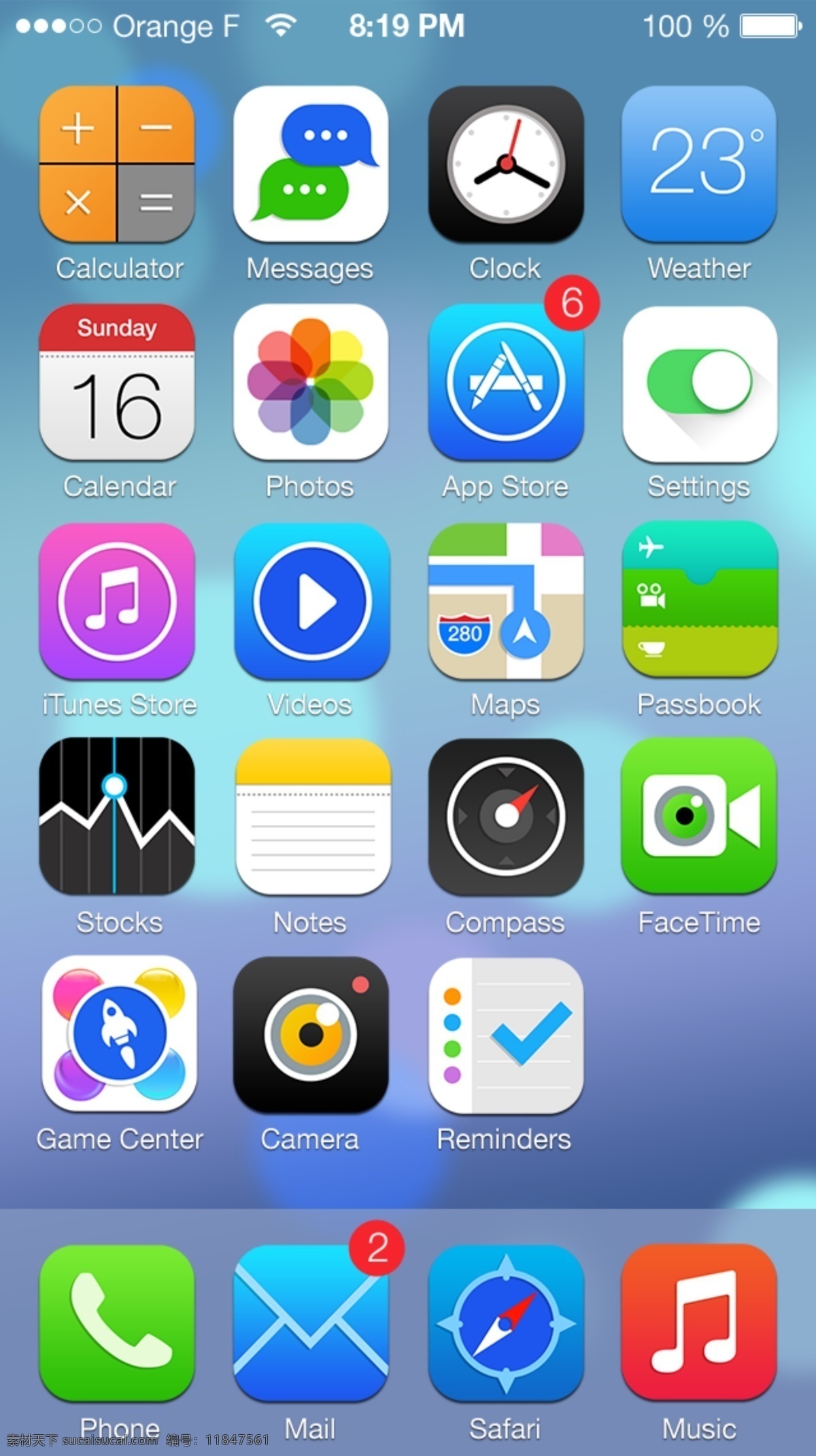 改编 ios7 风格 苹果系统 苹果手机 手机界面
