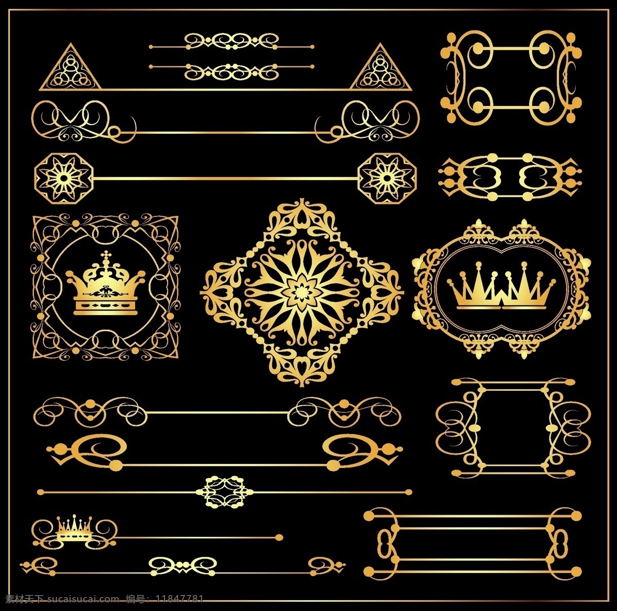 复古 皇冠 饰品 网页设计 标签 金色 矢量素材 设计素材