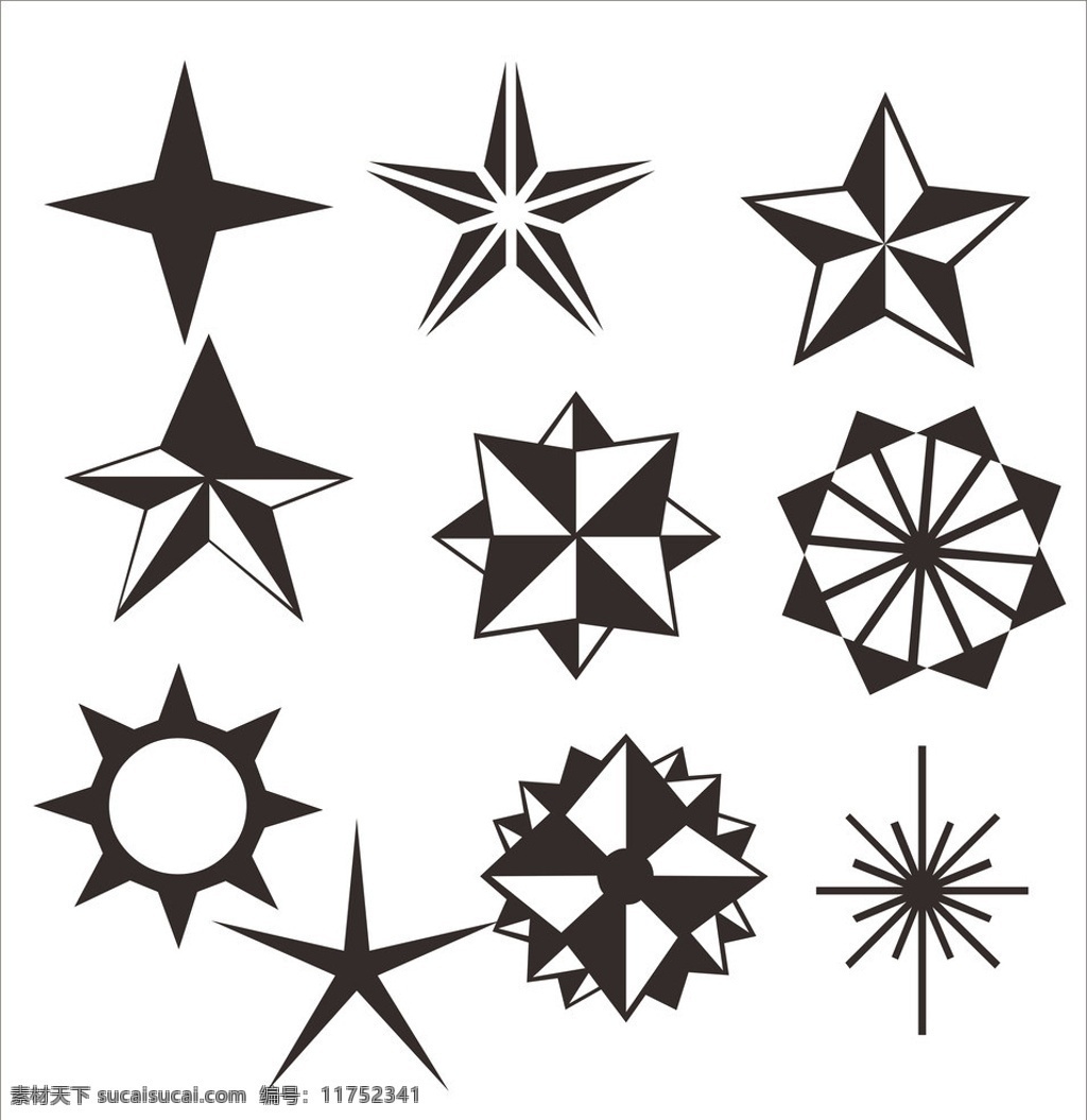 星形剪影 五角星 大全 多角星 双重星 十字星 八角星 剪影 矢量素材 其他矢量 矢量