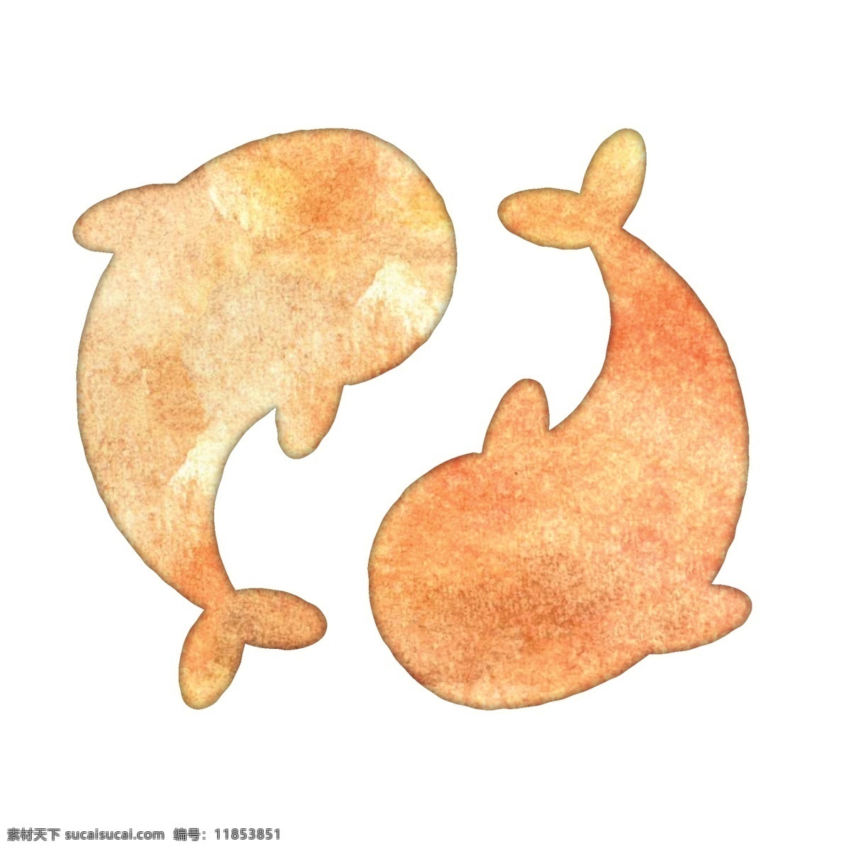 卡通 鱼 图标 免 抠 图 两条鲤鱼 手绘 小 鱼儿 卡通小鱼图标 免抠图 橙色