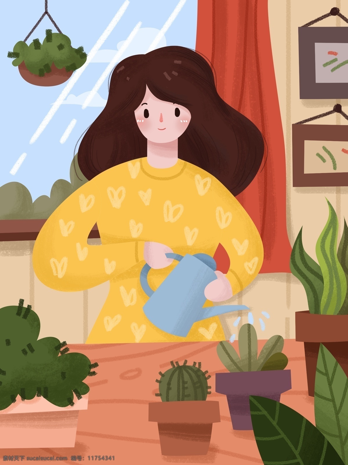 劳动节 女孩 浇 花 劳动 最 光荣 插画 浇花 劳动最光荣 海报 壁纸 手机壁纸 ipad壁纸 朋友圈配图 公众号配图