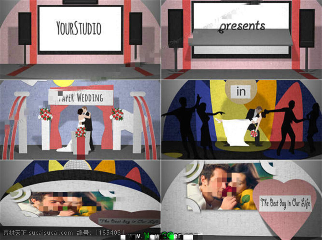 折纸 卡片 样式 婚礼 开场 片头 ae 工程 动态 剪辑 动画特效 视频动画素材 高清视频 动态ae 动感ae素材 特效背景 ae特效 aep 灰色