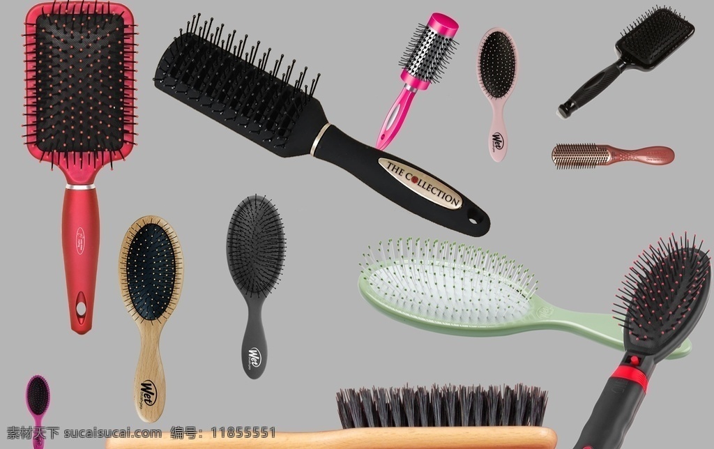 桃木梳 理发店 剪刀 梳头发 塑料梳子 剪头发 发艺 美发 美容美发 透明素材 png抠图 分层