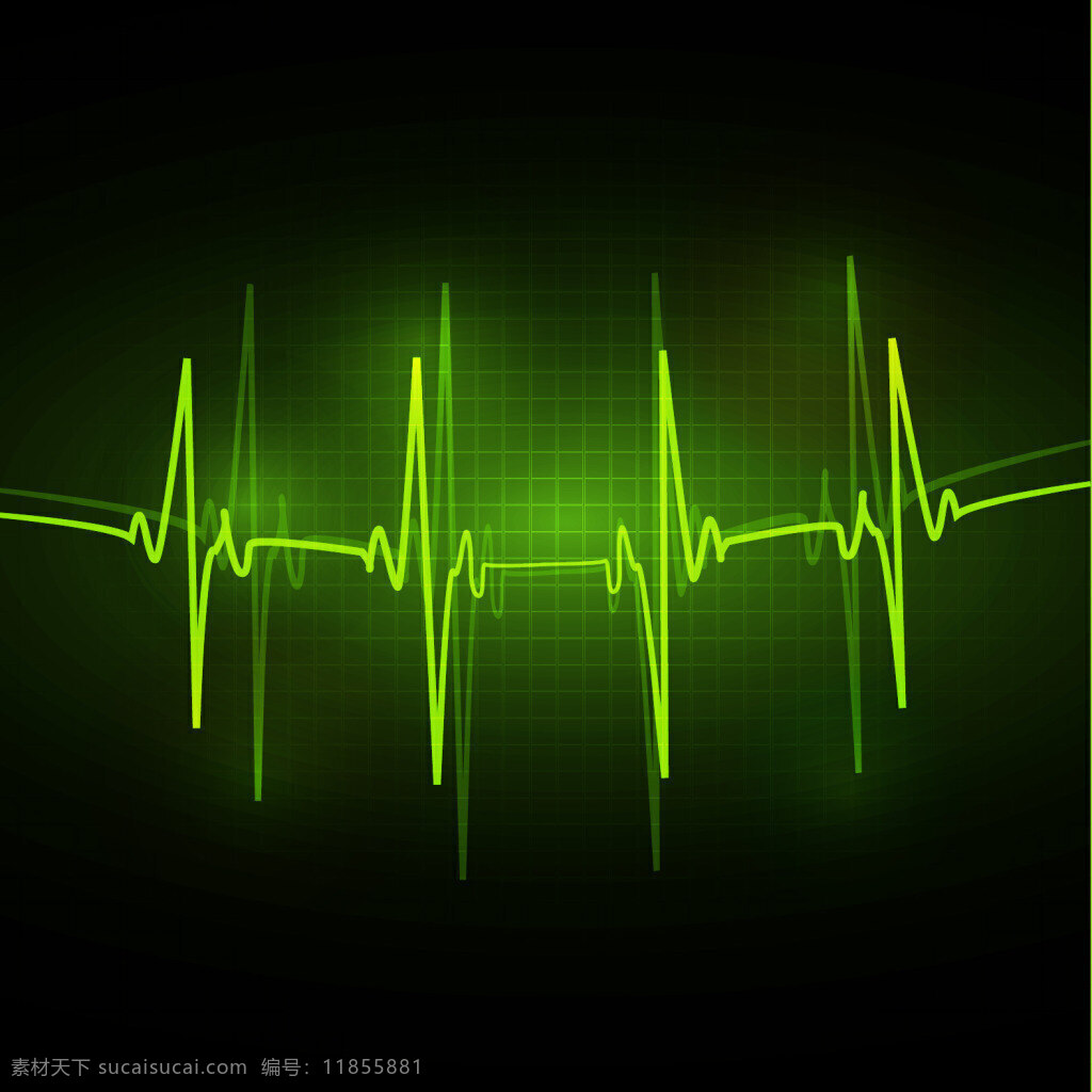 简约 绿色 电波 背景 ai格式 大气 光波 广告 海报 线条 心跳