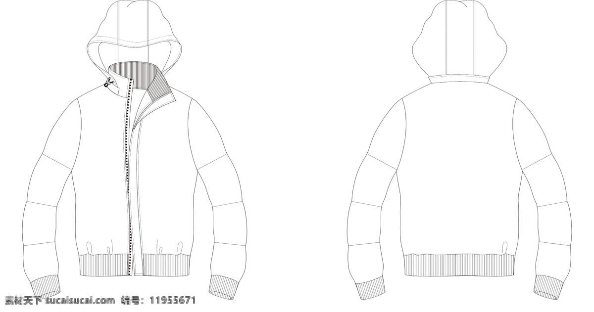 棉衣免费下载 成人 服装设计 棉衣 矢量图 衣服 版型 矢量 服装设计图