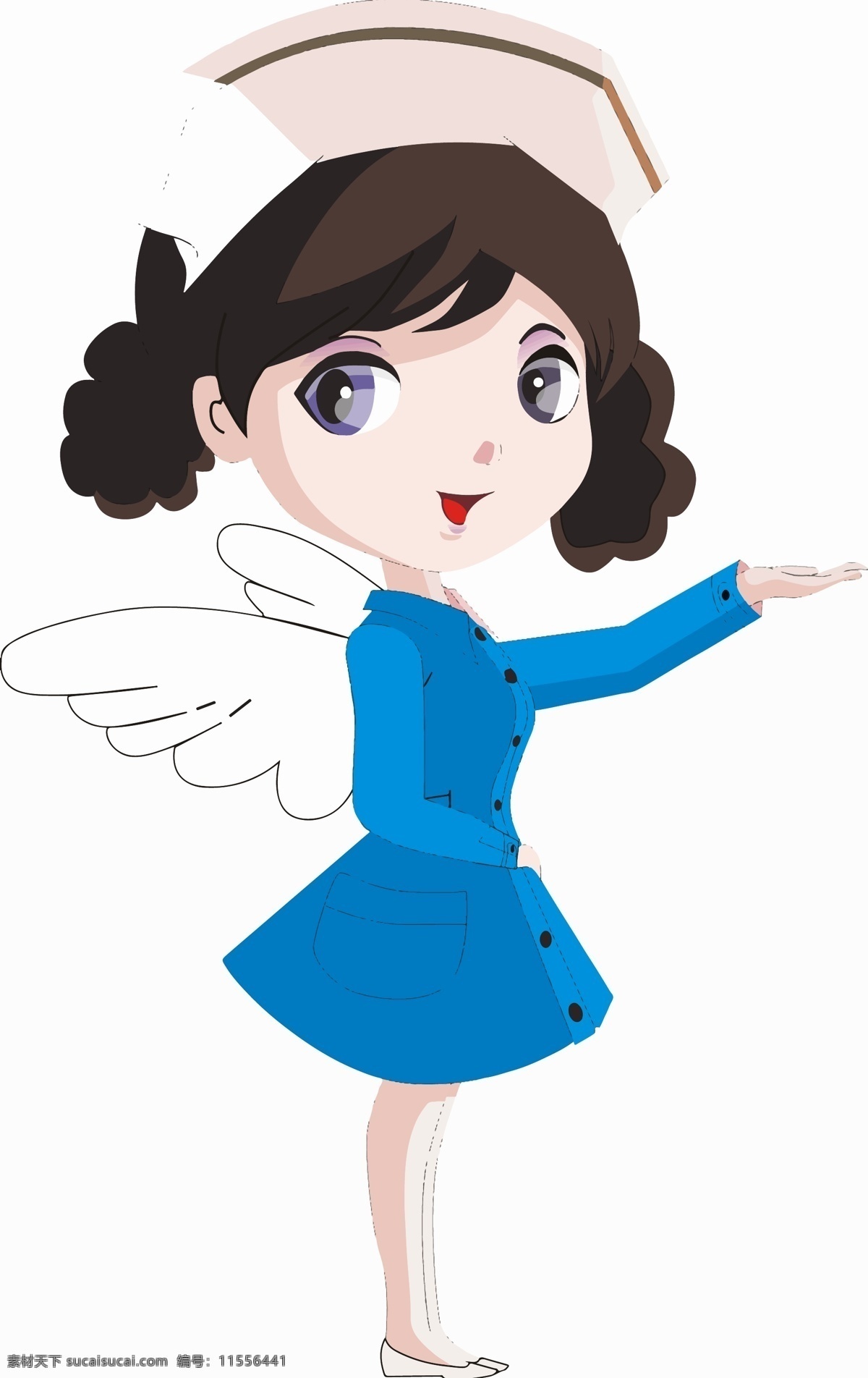 原创 手绘 一个 长 翅膀 护士 小 姐姐 白衣天使 完美女孩 善良