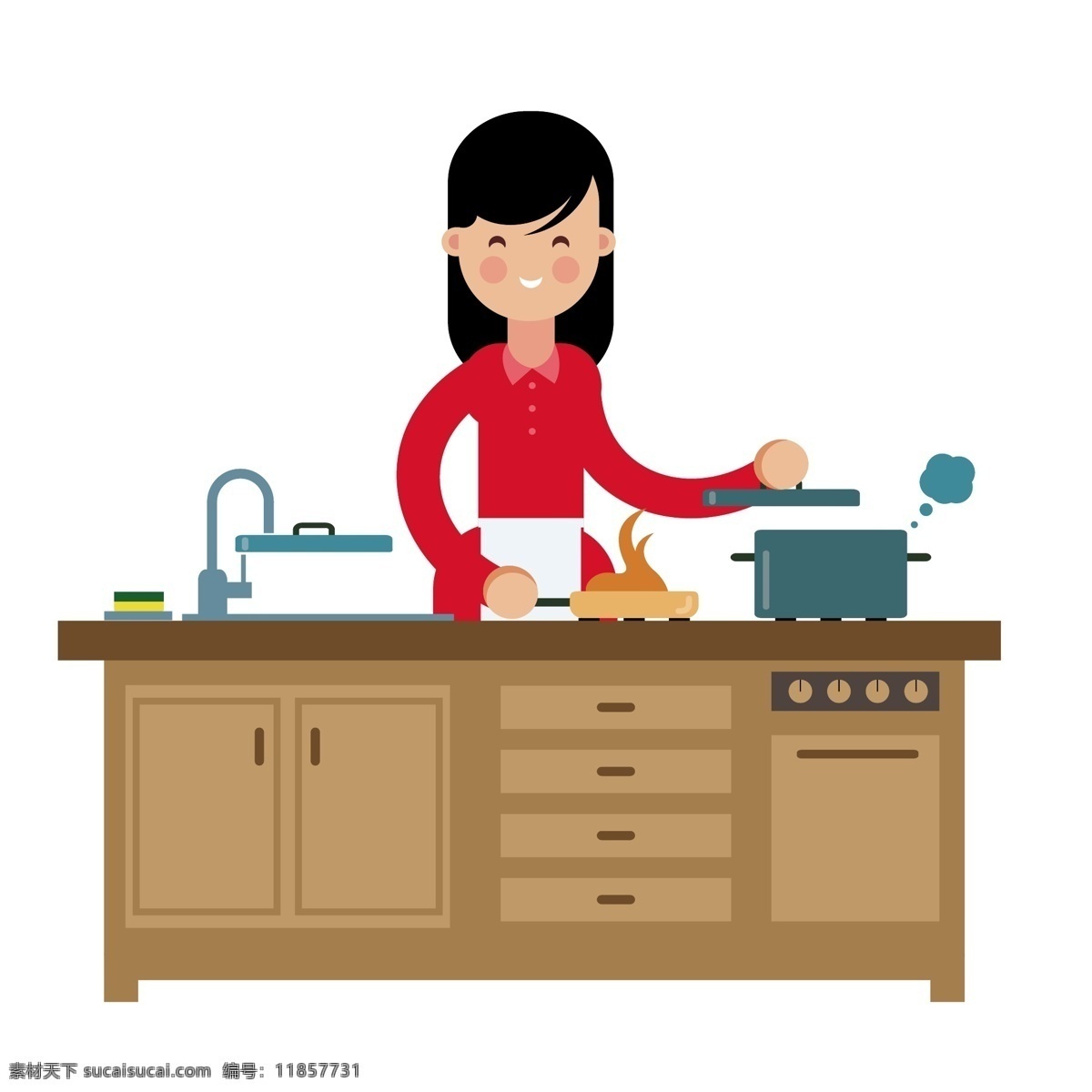 煮饭 人 矢量 免 抠 图 手绘 卡通的 家庭主妇 煮饭的妈妈 做饭的人 保姆 母亲 母亲节 电商设计