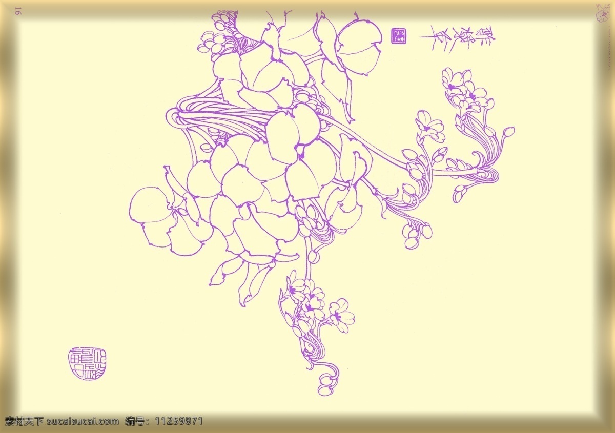 白描花卉 植物 花卉 白描 生物世界 矢量 线描 线画 线稿 中国画 国画 花草 文化艺术