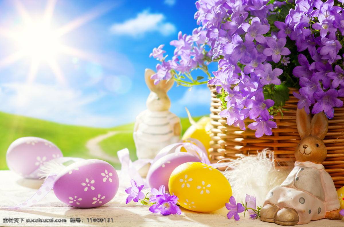 熏衣草和彩蛋 熏衣草 彩蛋 小兔子 阳光 复活节 其他类别 生活百科 白色