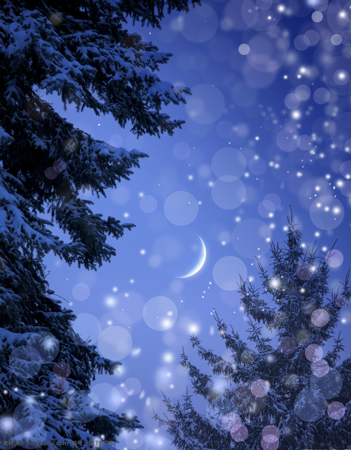 圣诞 夜 美景 圣诞夜 圣诞节 节日素材 圣诞之夜 夜景 夜晚 月亮 背景素材 美丽风景 圣诞树 光斑 光点 节日庆典 生活百科