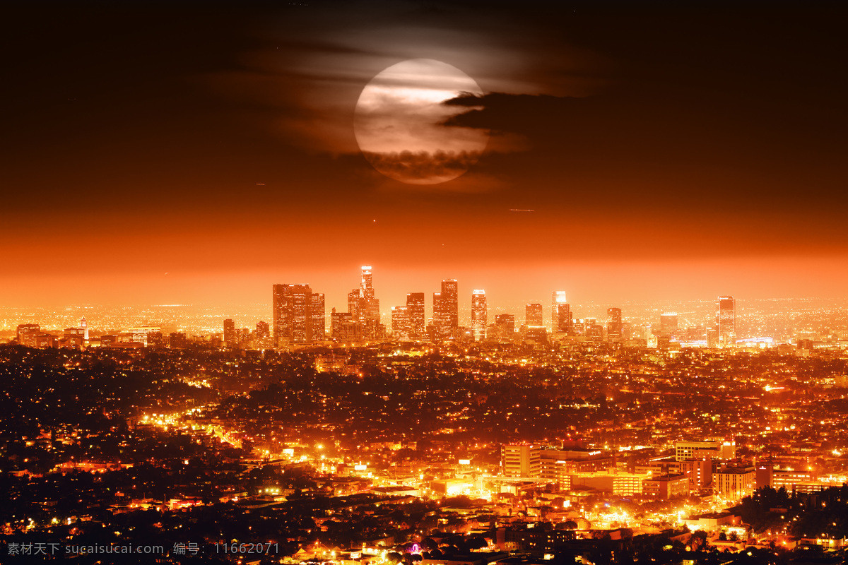 月夜 下 燃烧 城市 火海 世界末日 科幻 其他类别 环境家居