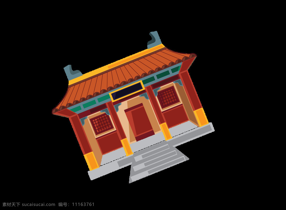 手绘 中式 建筑 元素 png元素 复古 免抠元素 透明元素 中国风
