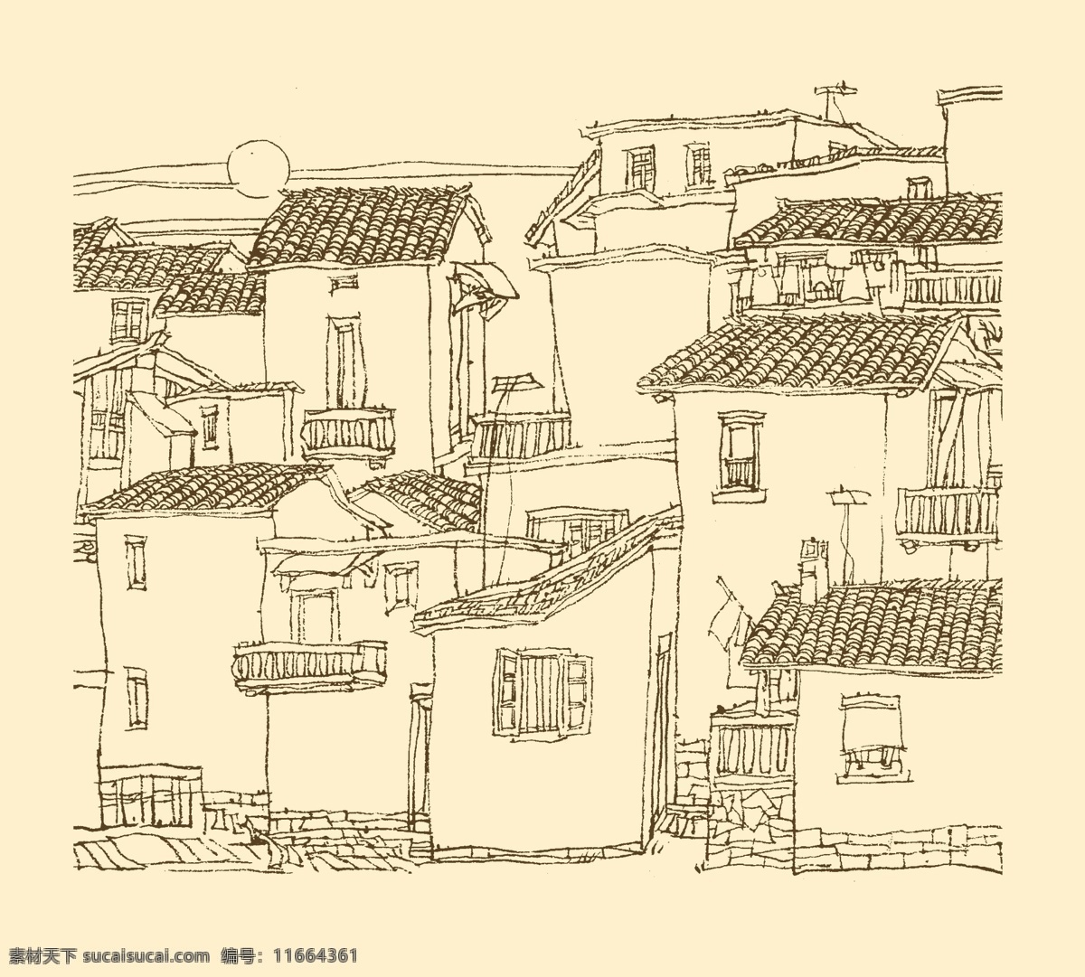 皖南古民居 白描 构图 建筑 古建筑 线描 勾勒 线条 民居 速写 钢笔画 徽派建筑 皖南 古 资料集 风景 分层 源文件