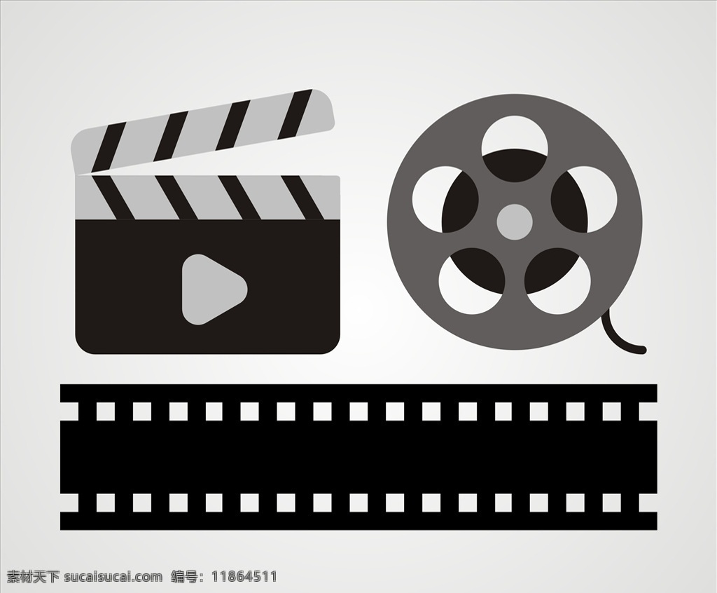 矢量 电影 元素 图标 放映机 拍摄 录像 打板 录像带 胶卷 卡通设计