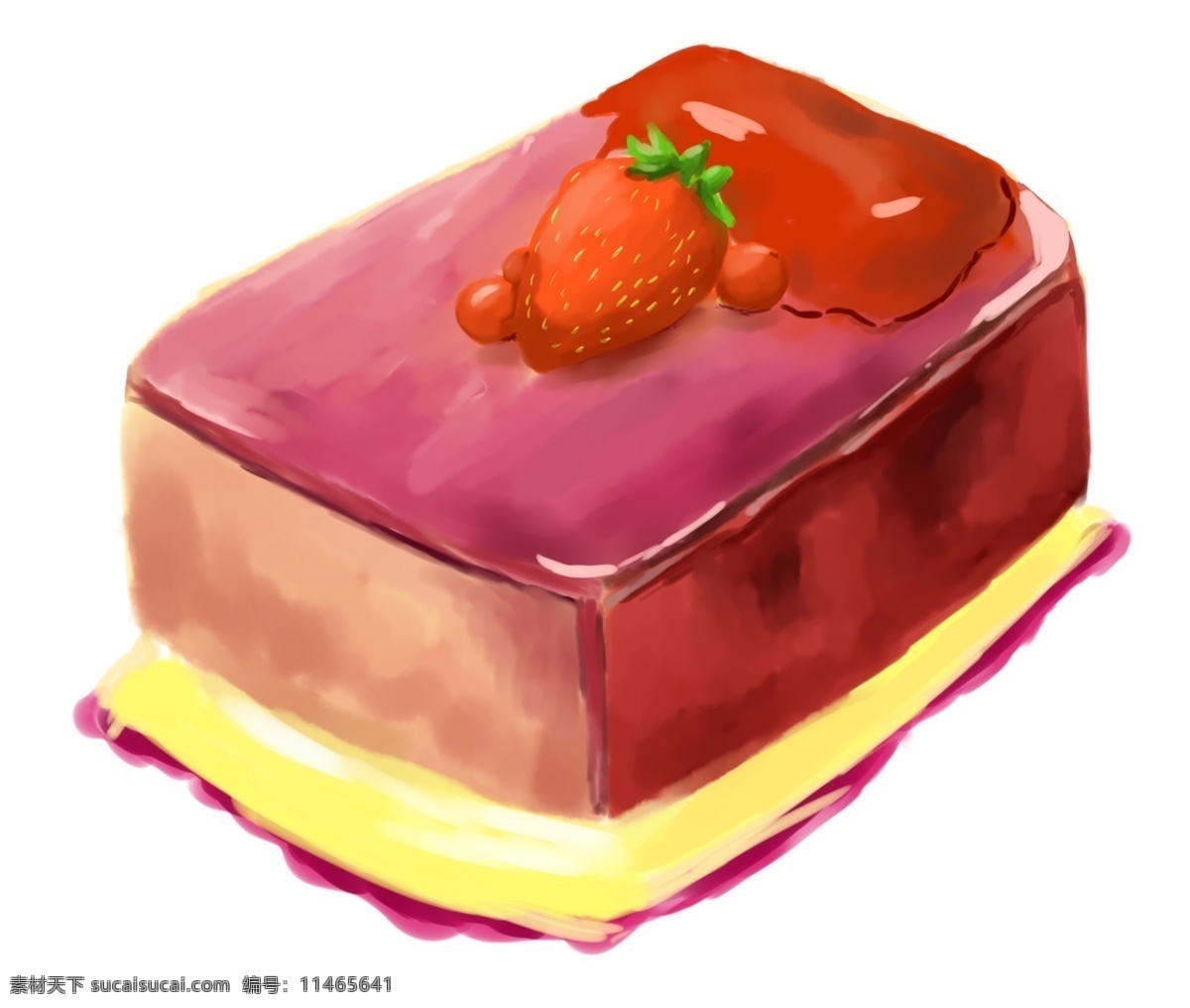 手绘 食品 蛋糕 果冻 装饰 儿童节 61 母亲节 零食 草莓 食物 甜点 深色色调 番茄酱 黄油 小番茄