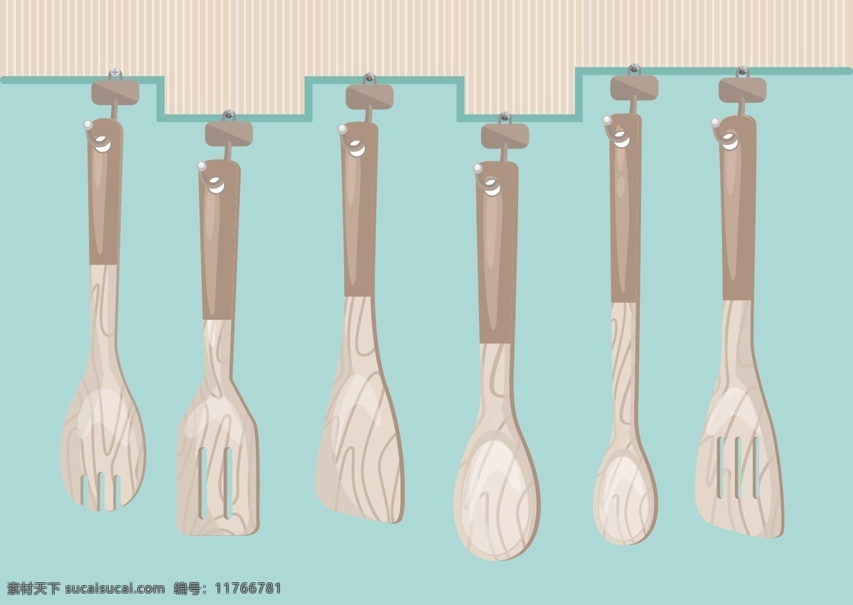 精致 卡通 木质 铲 勺 厨房用具 木质铲勺 铲勺 勺子 厨房工具 厨房元素 勺子元素 烹饪用具
