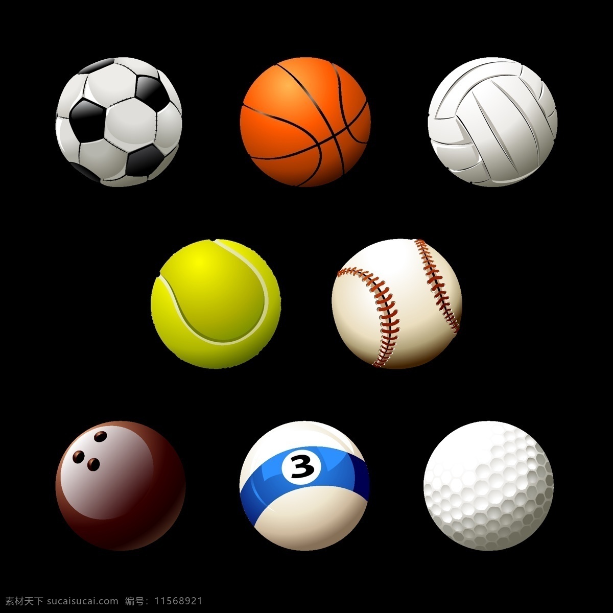 矢量 运动 球类 收藏 篮球 足球 台球 高尔夫 网球 排球 保龄球 桌球 棒球