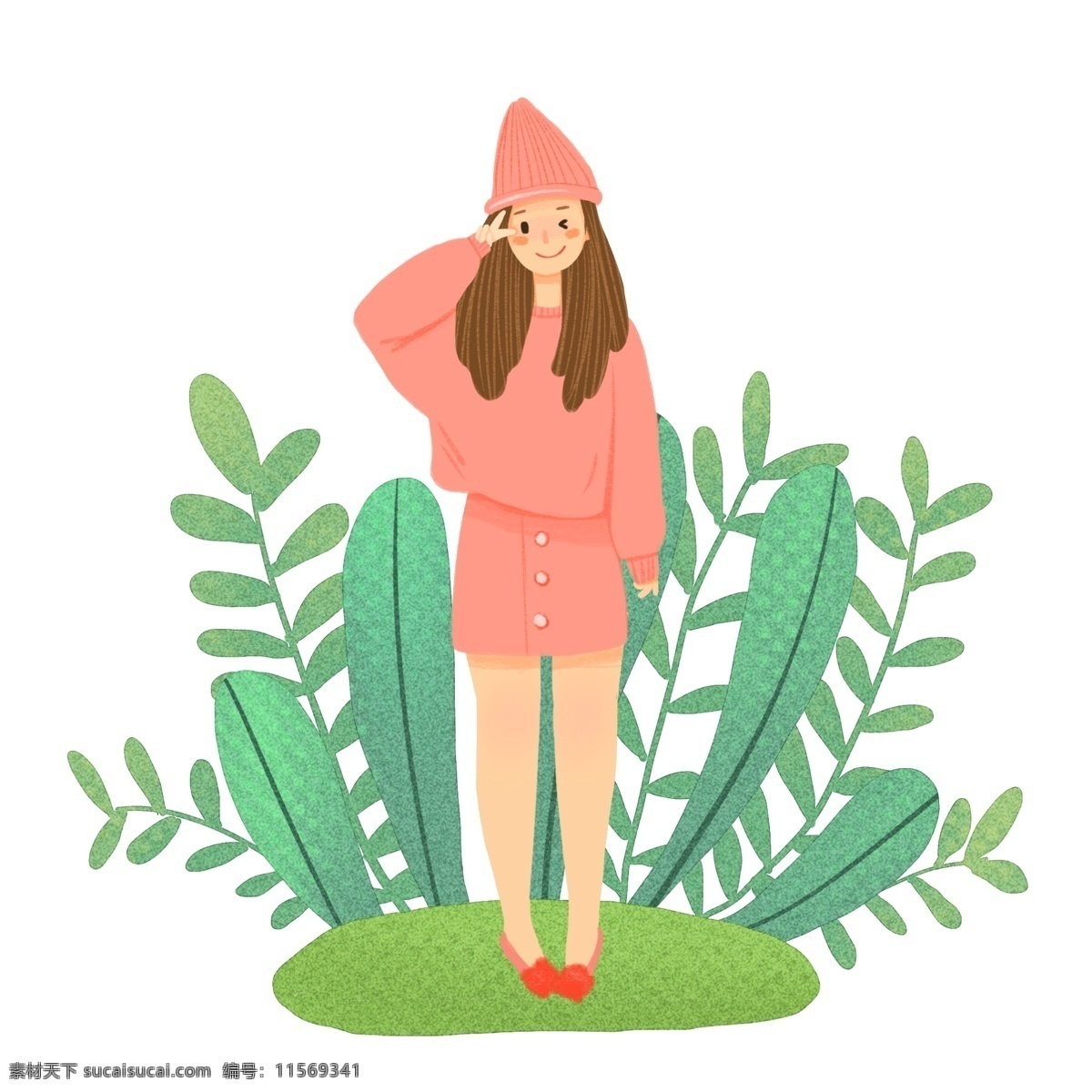粉色 衣服 爱比 耶 女生 可爱 美女 小清新 人物 花草 粉色衣服 比耶 女孩 卡通 绿植 文艺 穿搭 开心 戴帽子