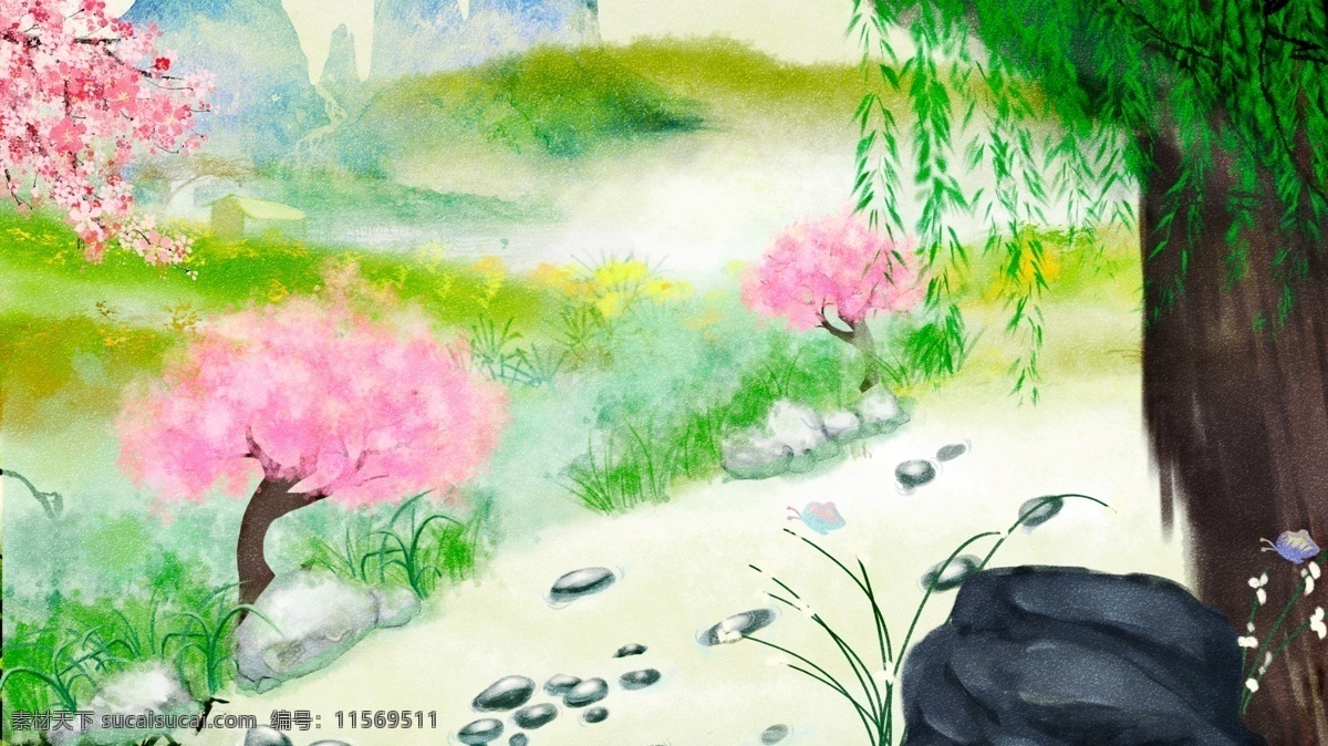 唯美 手绘 中国 水墨画 成语故事 水彩画 插画 中国水墨画 壁纸 11月 手机配图