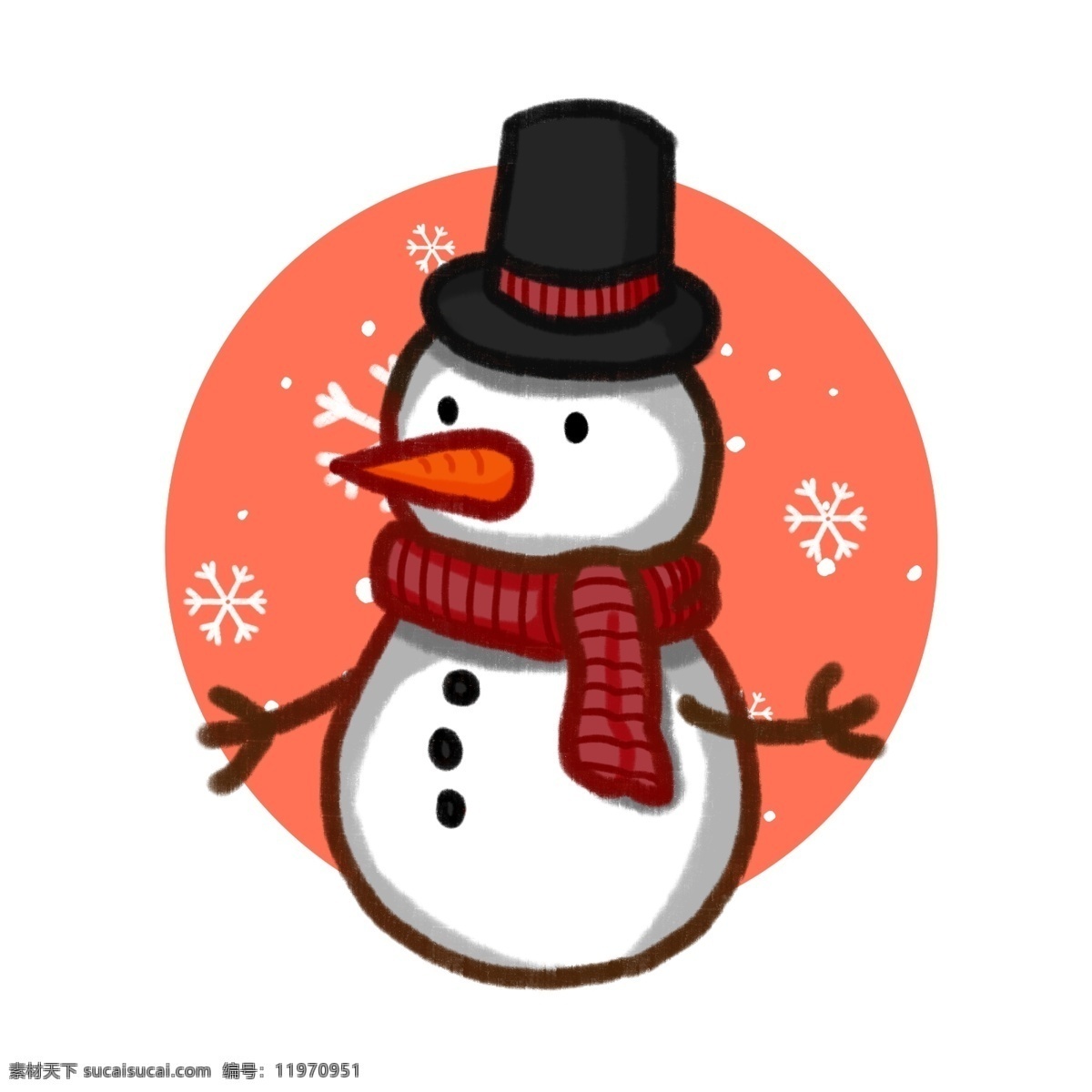 原创 手绘 风 插画 圣诞节 冬天 卡通 雪人 元素 可爱 雪花 手绘风 板绘 雪球 帽子 围巾