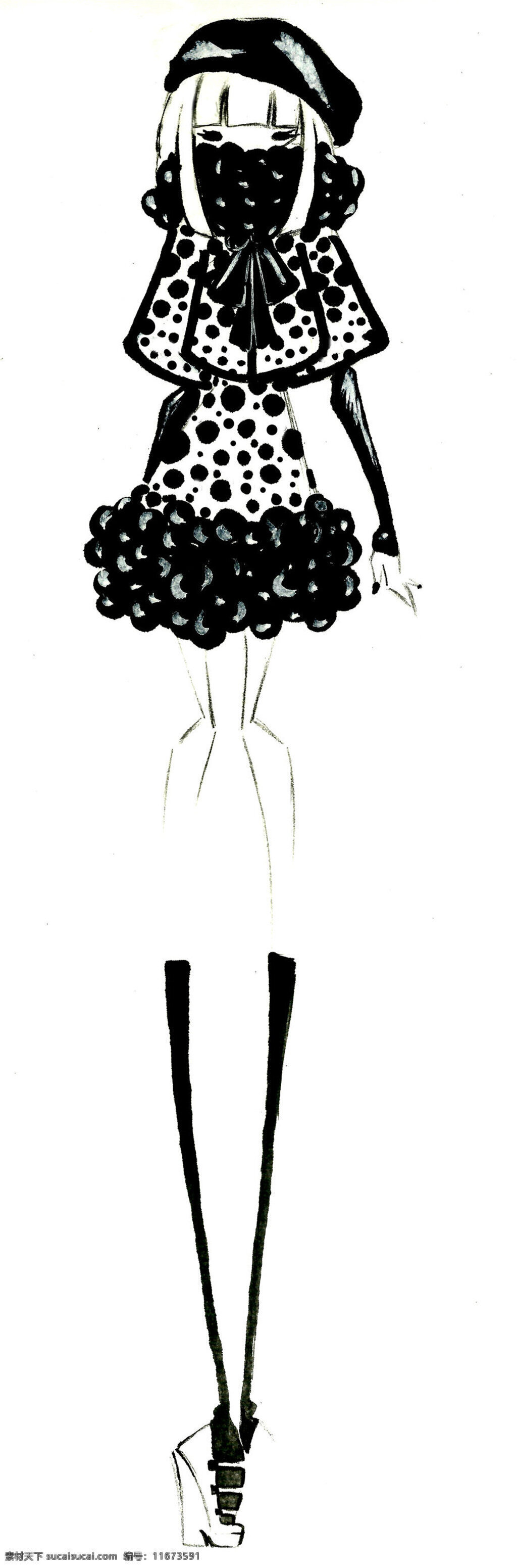 黑色 圆点 女裙 设计图 服装设计 时尚女装 职业女装 职业装 女装设计 效果图 短裙 衬衫 服装 服装效果图