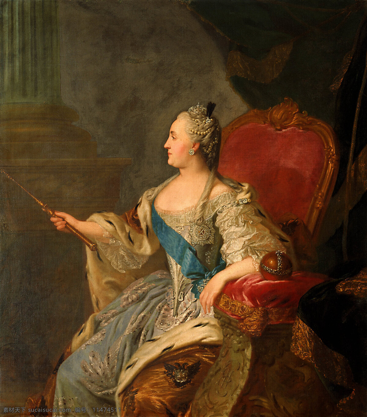 叶 卡捷琳娜 女王 油画 肖像 俄国 二世 彼得三世之妻 西方油画 人物肖像 绘画书法 文化艺术 黑色
