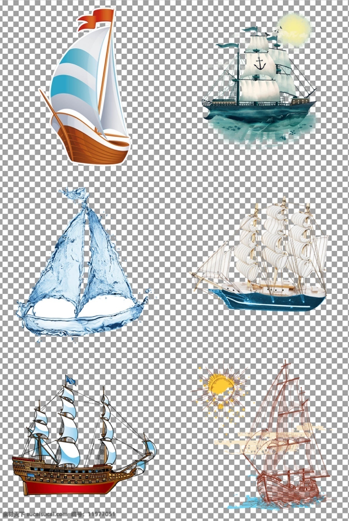 卡通帆船图片 手绘 卡通 帆船 免抠 无背景 免抠图 抠图 元素 透明 通道 png免抠图 分层