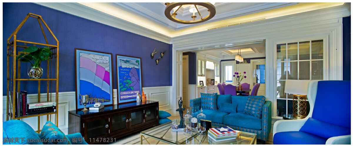 现代 时尚 客厅 木制 柜子 室内装修 效果图 客厅装修 艳色沙发 紫色背景墙