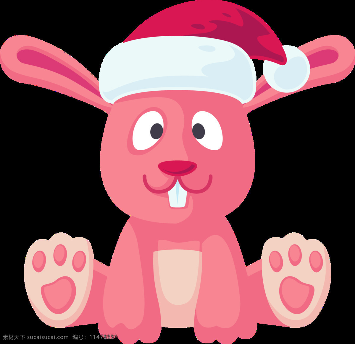 圣诞 帽 小 兔子 透明 动物 粉色 红色 免扣素材 透明素材 装饰图案