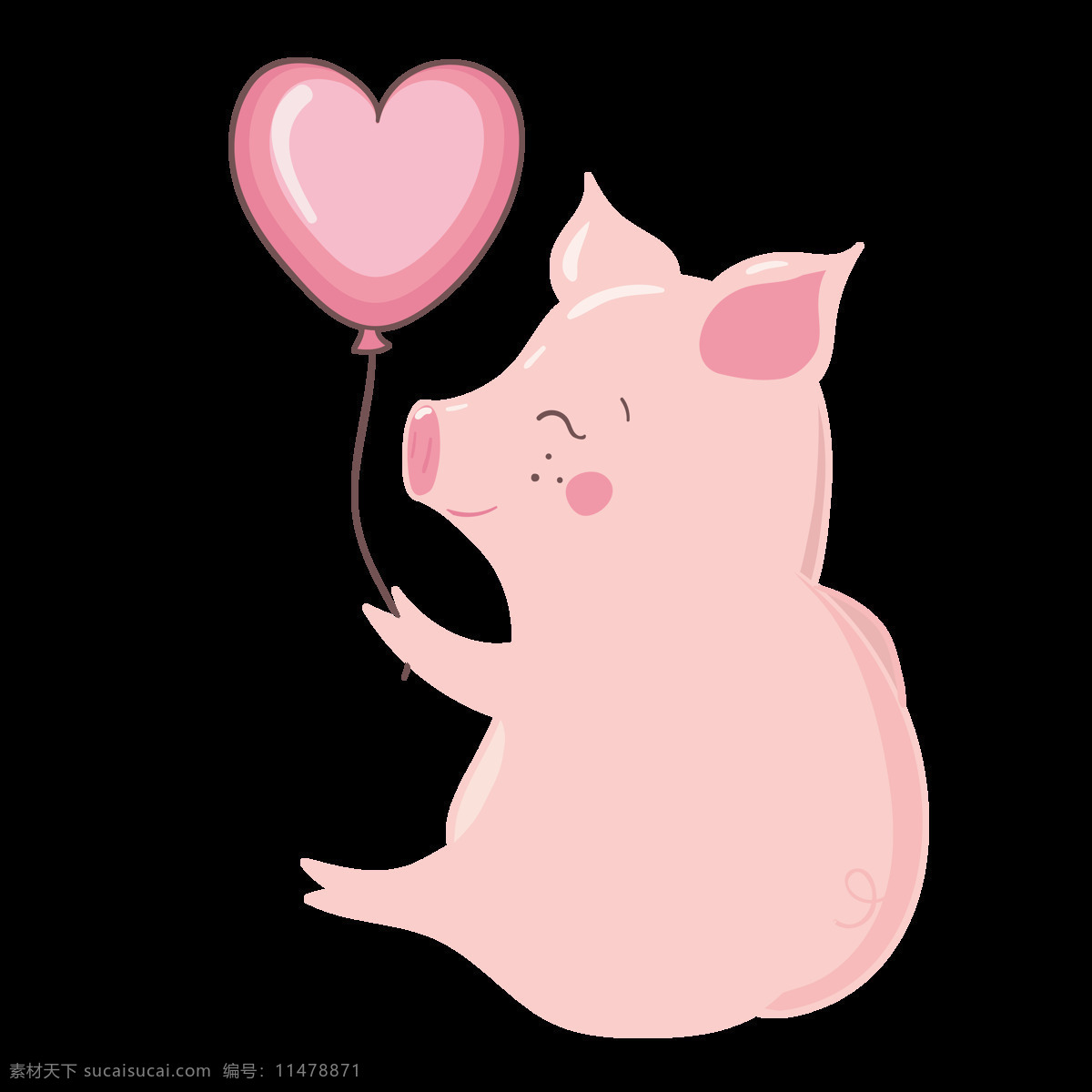2019 猪年 手绘 卡通 粉色 小 猪 原创 商用 元素 可爱 动物 小清新 节日 装饰