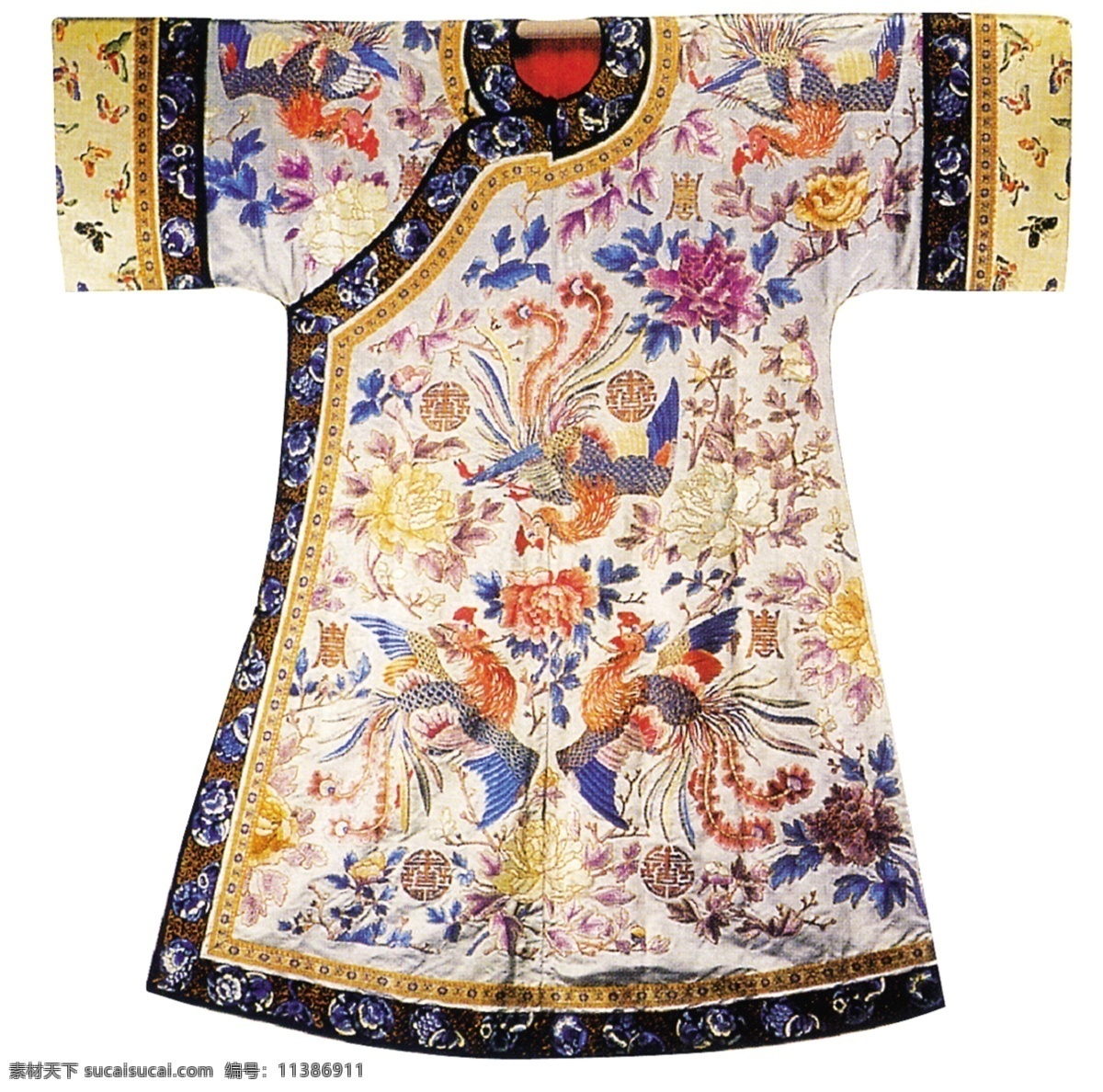 中式 凤凰 长袍 布纹 贴图 中国风 古典 花纹 图案 布纹贴图