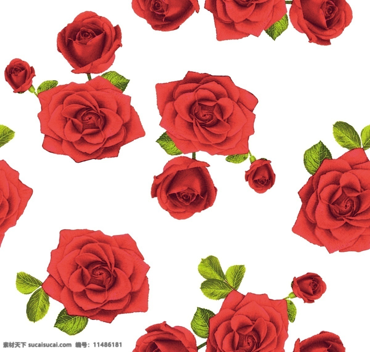 玫瑰花图片 数码印花 四方连续 玫瑰 手绘 分层