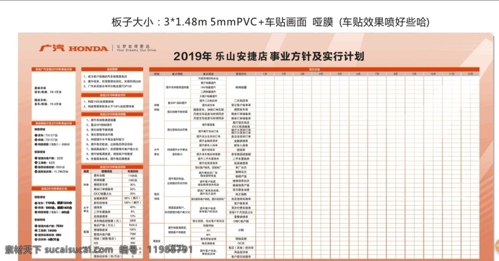 广本 2019 计划表 x4 广告 矢量图 源文件