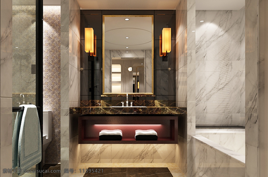 现代 轻 奢 别墅 大宅 黑金 灰白 淋雨 间 浴缸 卫生间 效果图 3d 工装 现代风格 轻奢 淋雨间