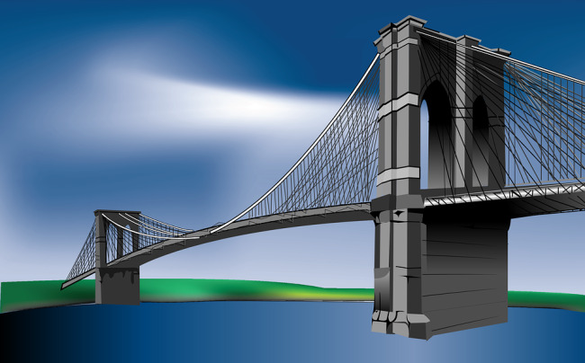 悬索桥 布鲁克林大桥 桥 河 天空